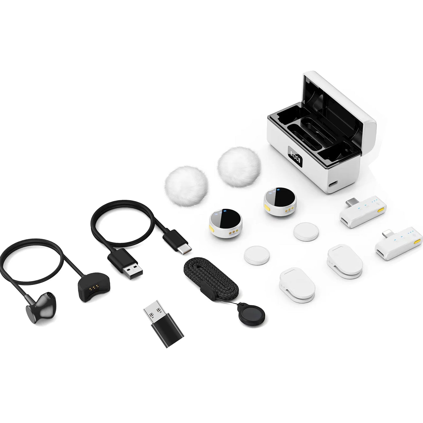 Wireless Lavalier Microphone with Charging Box Magnetic Noise Reduction Professional Lapel Microphone for Studio Recording Live