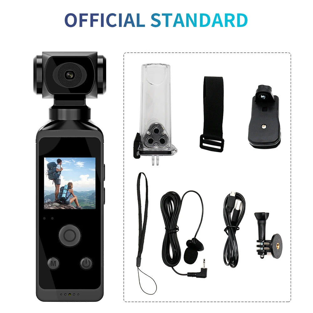 Handheld Gimbal Camera 1080P/2K/ 4K Resolution Sport Camera Action Camera Stabilization Waterproof 270 Degree Rotation Recorder