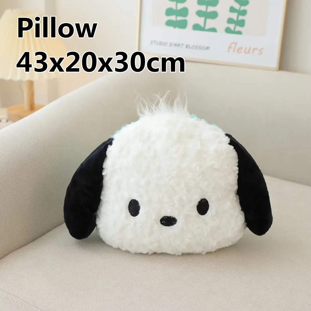 Cute Sanrio Pochacco Headrest Safety Belt Cover Soft Lovely Car Accessories Back Cushion Hug Pillow Plush Toy Birthday Gifts