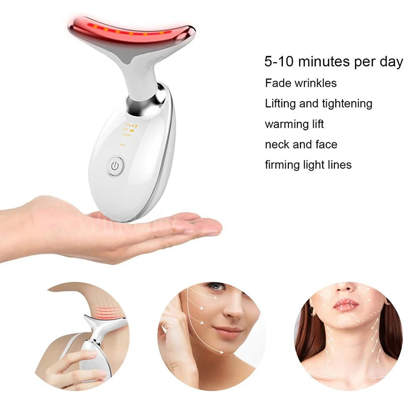 7 Colors Anti Wrinkle Facial Massager Neck Face Beauty Device Skin Tighten Facial Lift Device Reduce Double Chin Skin Care Tool trendy
