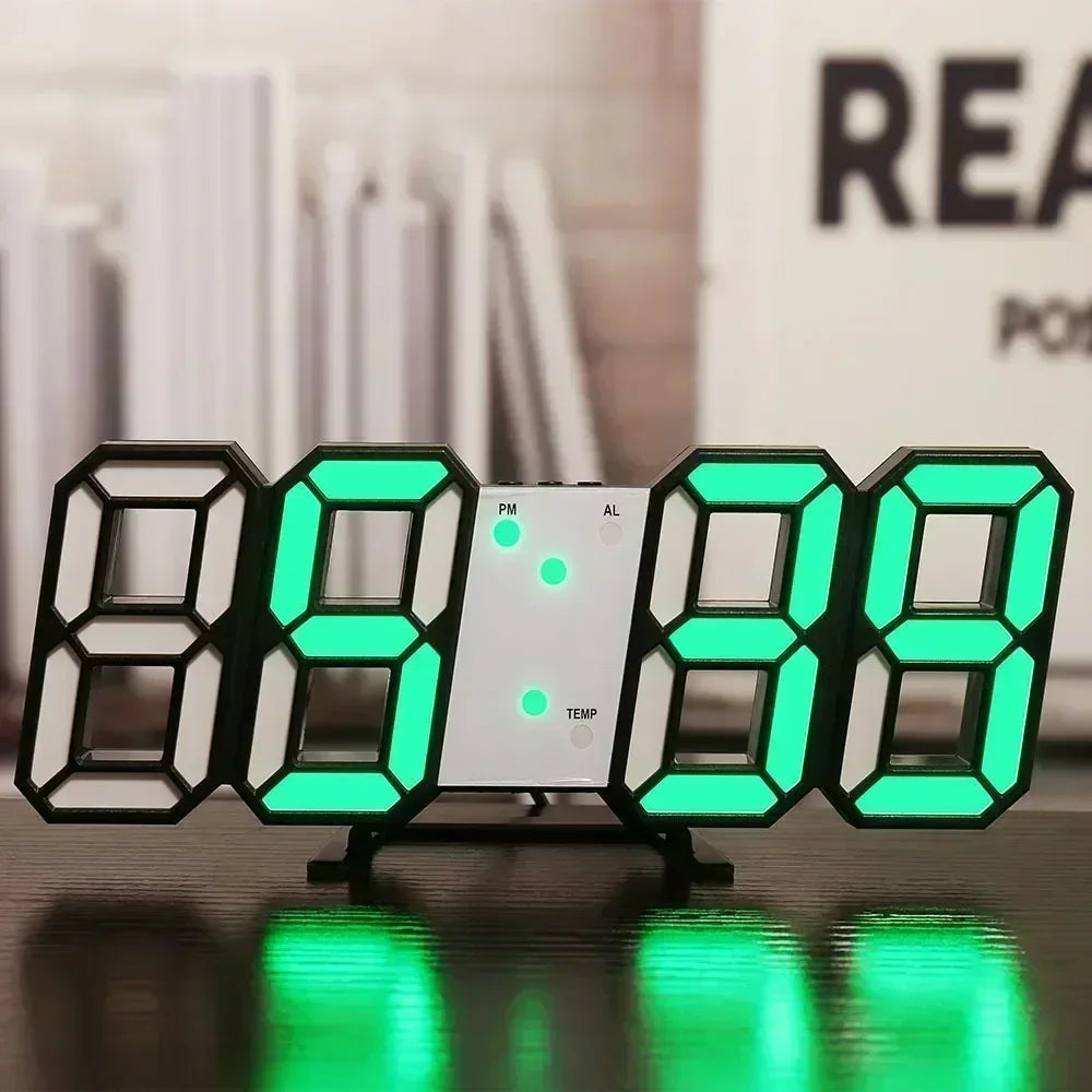 Digital Clock Wall Clocks Decoration for Bedroom Adjustable Electronic Watches 3D LEDs Home Decor Night Mode Watch Glowing