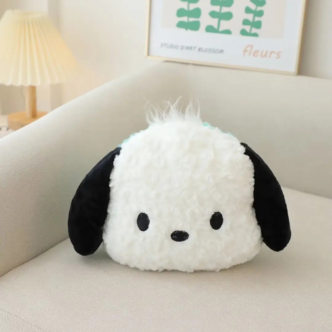 Cute Sanrio Pochacco Headrest Safety Belt Cover Soft Lovely Car Accessories Back Cushion Hug Pillow Plush Toy Birthday Gifts
