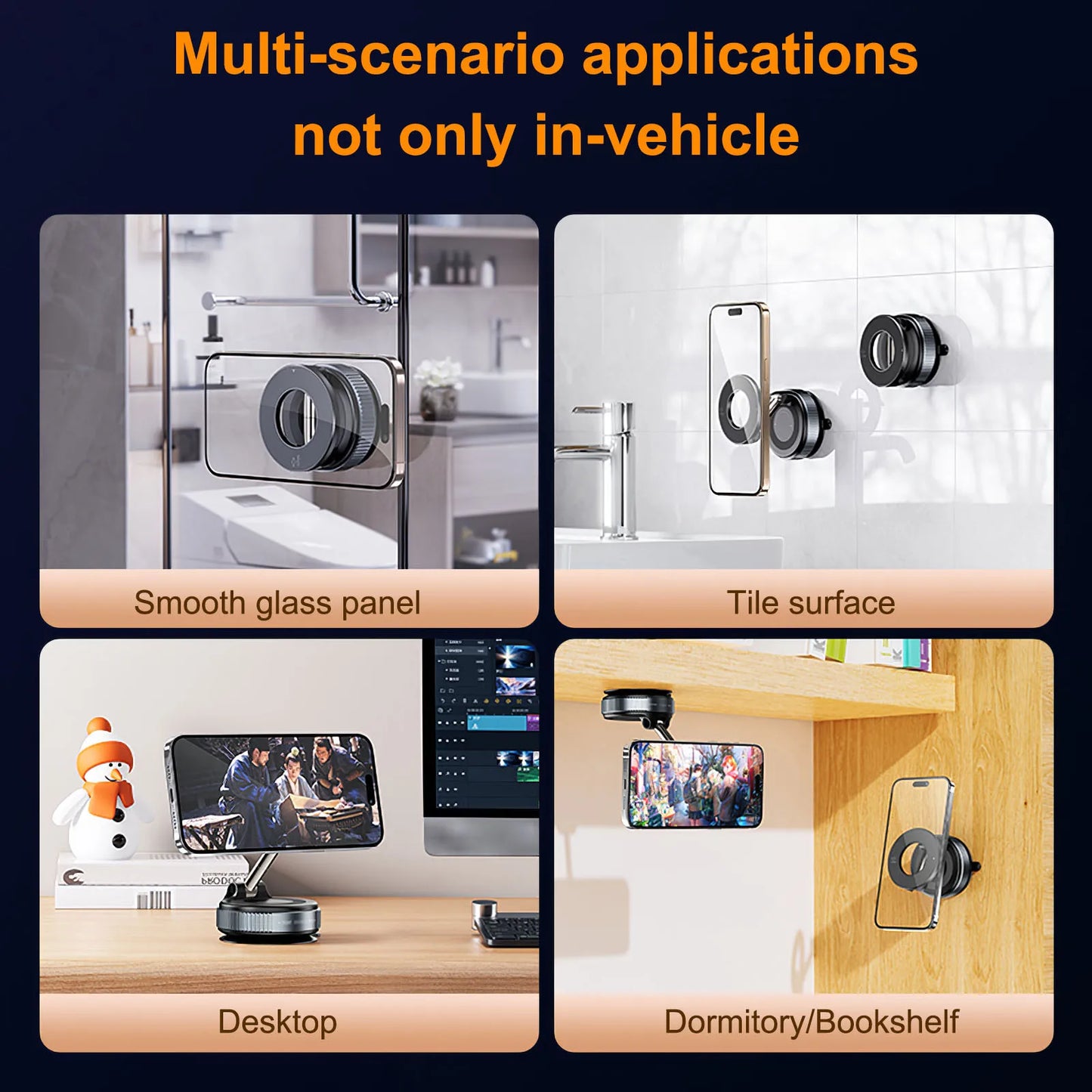 Xiaomi K007 Strong Magnetic Phone Holder Foldable Design 360° Adjustable Vacuum Car Mount For Car Desk Bathroom Magnetic Bracket