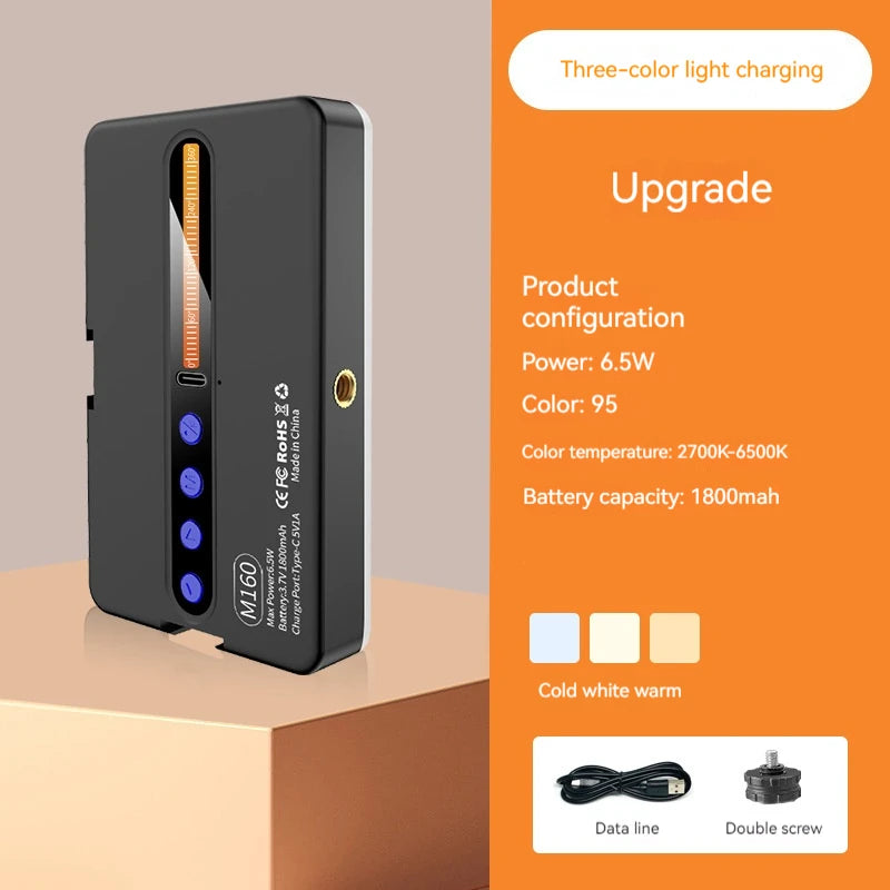 Andoer M160 RGB LED Video Light 2700-6500K Handheld Photography Fill Lamp CRI95+ Built-in 1800mah Cold Shoes Vlog Pocket Lamp