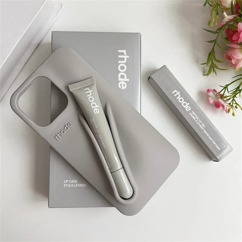 Autumn Edition New Rhode DIY Lipstick Lip Holder Soft Silicone Case for IPhone 16 15 14 13 12 11 Pro Max Plus Phone Stand Cover trendy