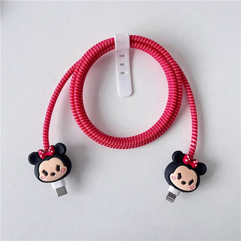 New Cartoon Charger Cable Protector for IPhone 15 14 13 12 18W 20W Charger Protection Cover Stitch Data Line Winder Protective trendy