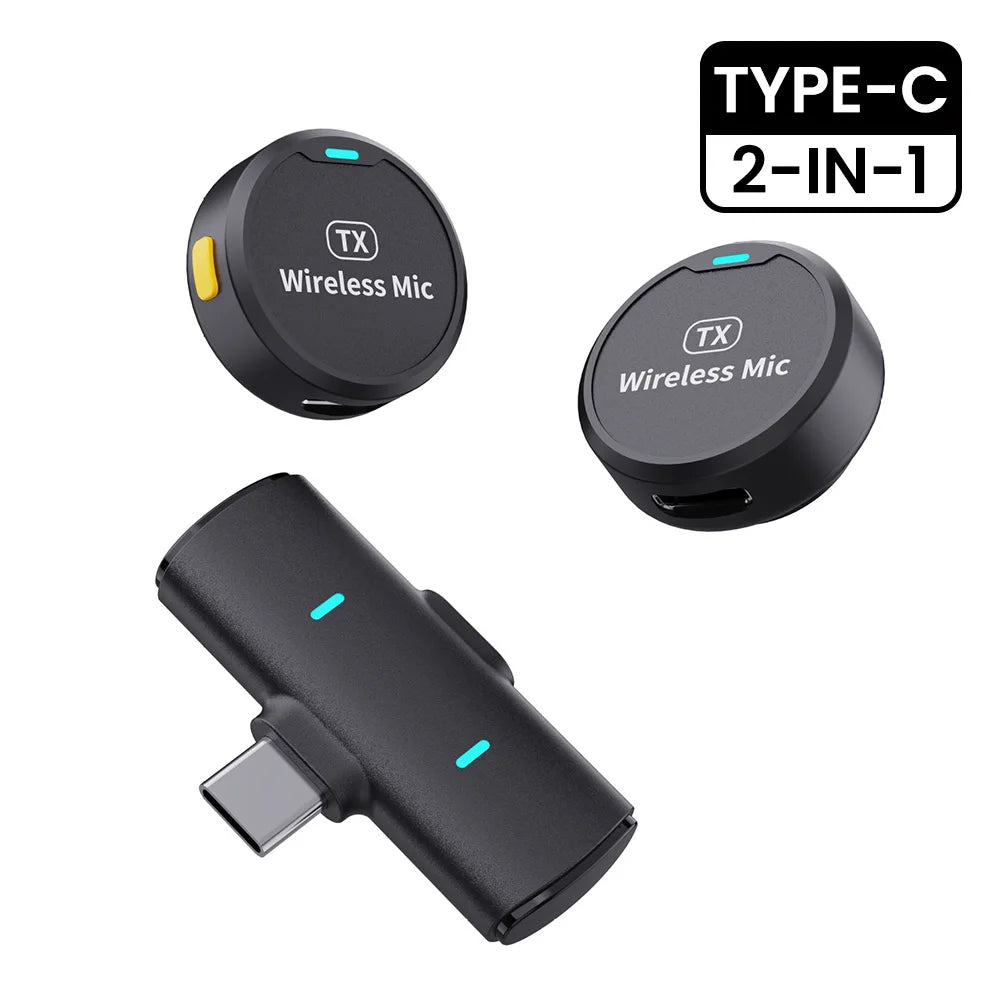 2 in 1 Lavalier Microphone Professional Portable 20M Receive Range Plug Play Mic For Smartphone Android iPhone16 15 Huawei
