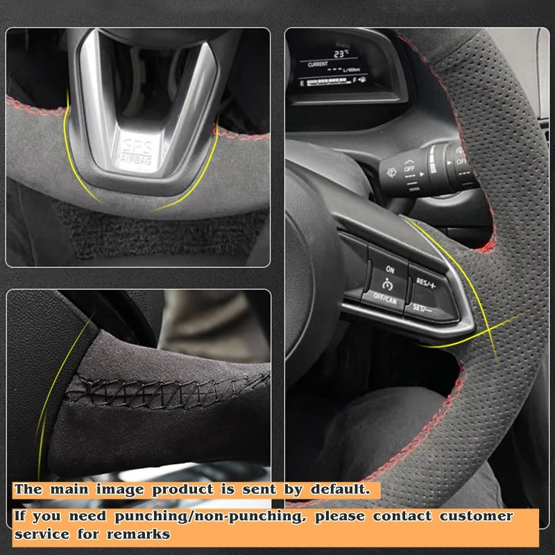 Custom Car Steering Wheel Braid Cover Suede 100% Fit For Mercedes Benz S-Class S500 2016 / A-Class AMG A45 16-19 Car Accessories
