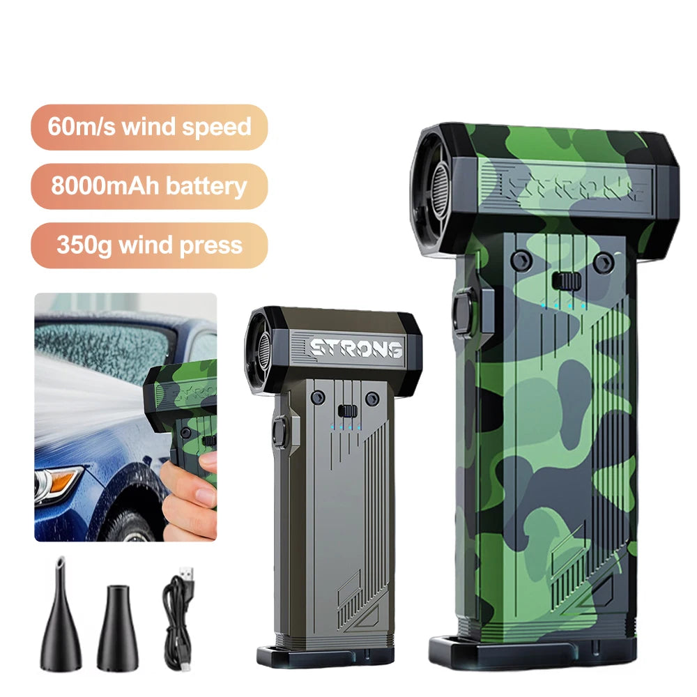 Turbo Jet Blower 300000RPM Powerful Air Blower Brushless Motor Turbo Fan Wind Speed 60m/s 8000mAh Souffleur Air Puissant
