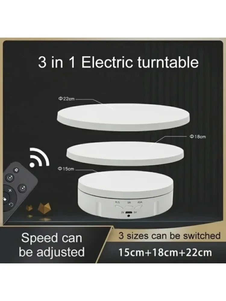 3 in 1 Rotating Display Stand with 5.9/7.08/8.66 Inch Replacement Cover, 360 Degree Rotating Display Stand with Remote Control