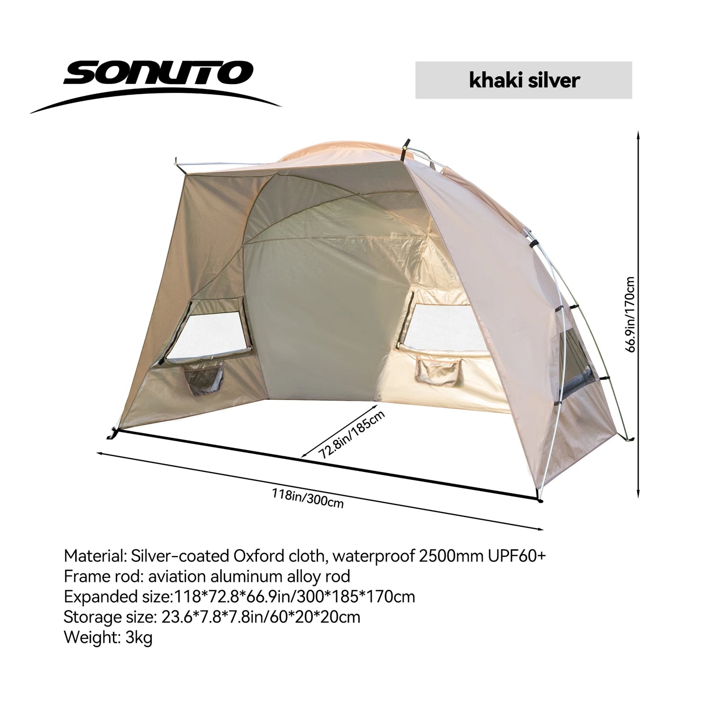 Sonuto Outdoor 4-7 People Camping Park Beach Tent Vinyl Sunscreen Folding Portable Canopy Rainproof And Sunscreen Shelter