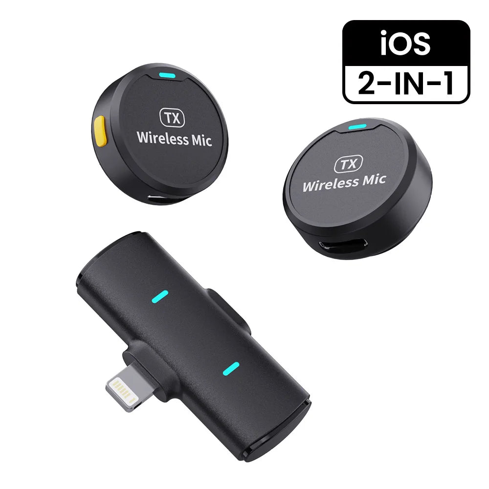 2 in 1 Lavalier Microphone Professional Portable 20M Receive Range Plug Play Mic For Smartphone Android iPhone16 15 Huawei