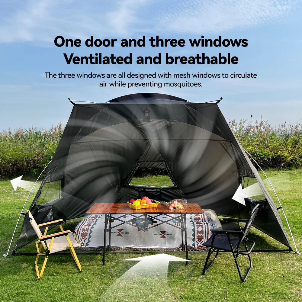 Sonuto Outdoor 4-7 People Camping Park Beach Tent Vinyl Sunscreen Folding Portable Canopy Rainproof And Sunscreen Shelter