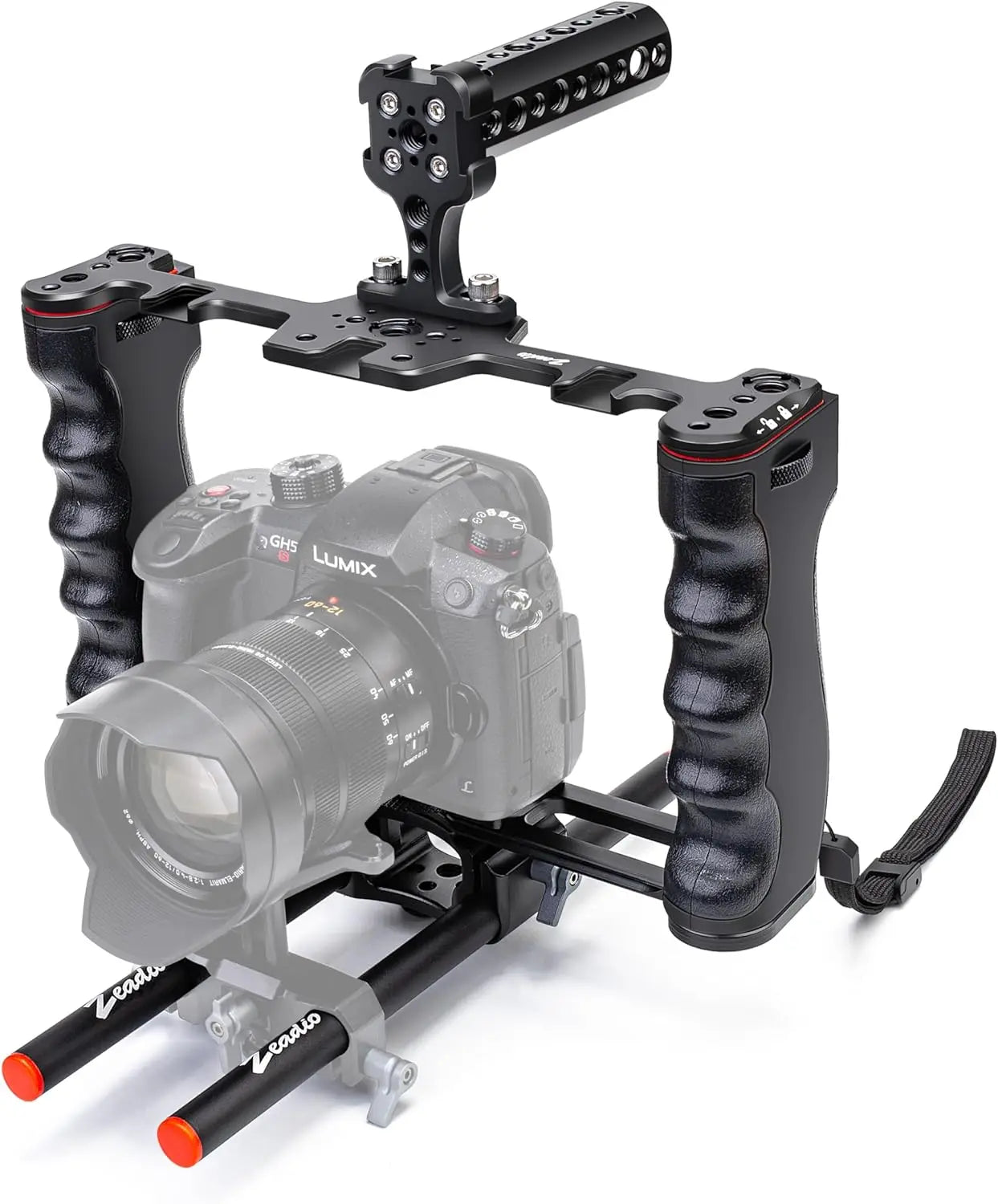 Camera Smartphone Stabilizer, Portable Handle Grip Handheld Video Rig with Carrying Case, Fits for All Camera, Camcorder