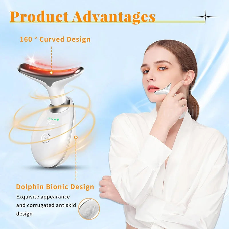 7 Colors Anti Wrinkle Facial Massager Neck Face Beauty Device Skin Tighten Facial Lift Device Reduce Double Chin Skin Care Tool trendy