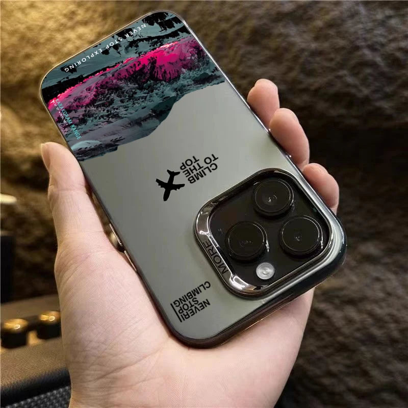 Mountain Peak Aircraft Phone Case for IPhone 16 14 15 11 12 13 Pro Max 16E 7 8 Plus SE 2 XR X XSMAX Shockproof Sunset IMD Cover