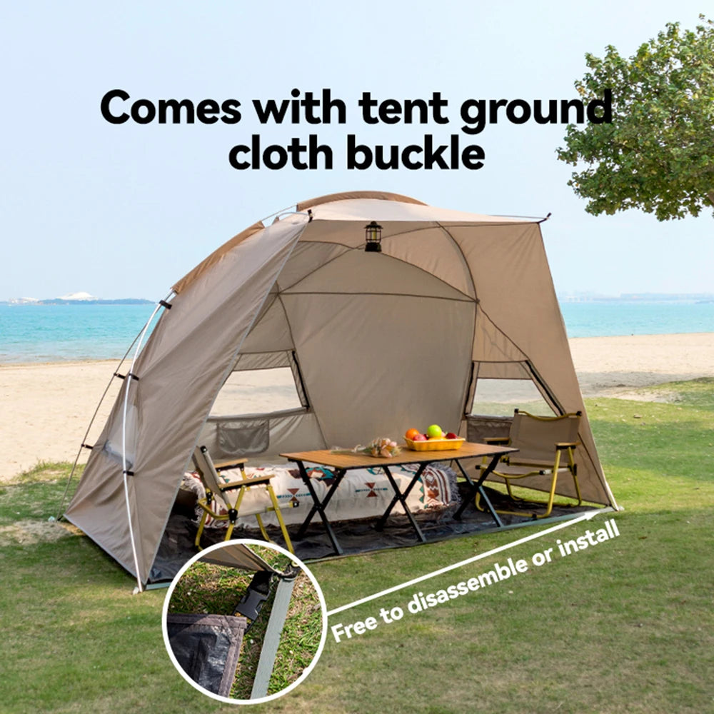 Sonuto Outdoor 4-7 People Camping Park Beach Tent Vinyl Sunscreen Folding Portable Canopy Rainproof And Sunscreen Shelter