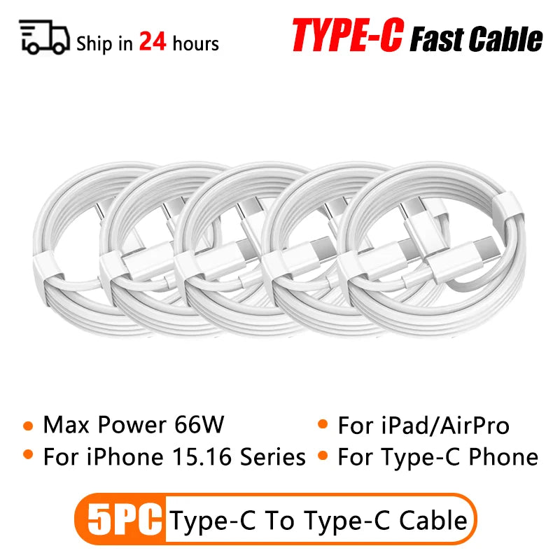 10Pcs 66W Type C PD 30W USB Cable For Apple iPhone 16 15 14 13 12 11 Pro Max 7 8 Plus XS R Fast Charging USB C Cable Charge Wire