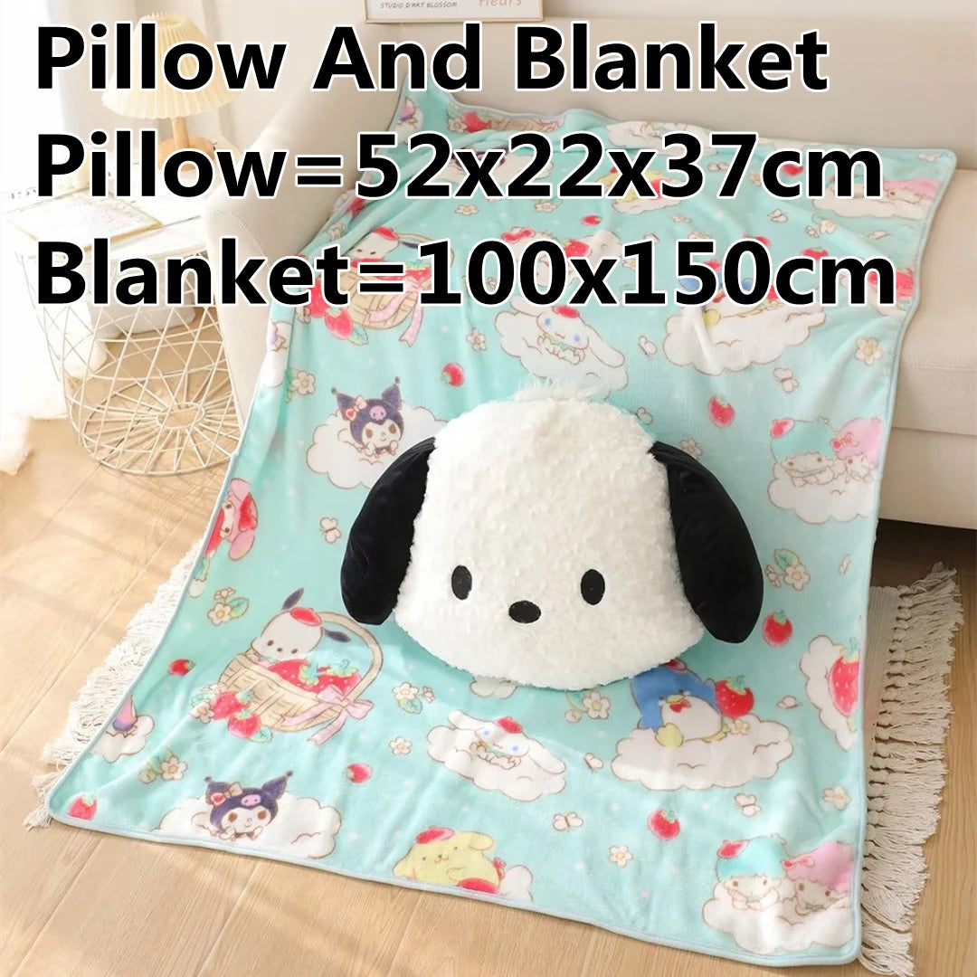 Cute Sanrio Pochacco Headrest Safety Belt Cover Soft Lovely Car Accessories Back Cushion Hug Pillow Plush Toy Birthday Gifts