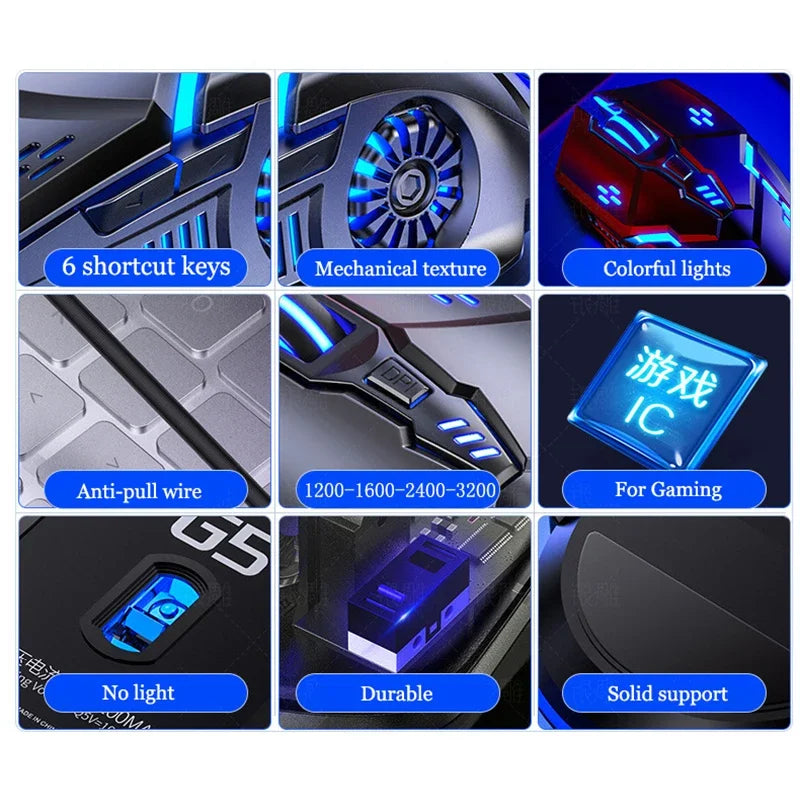3200dpi Laser Mouse for PC Gamer Gaming Mouse Ergonomic Mice with LED Backlit USB Mice for Computer Gamer Girl Mouse for Laptop