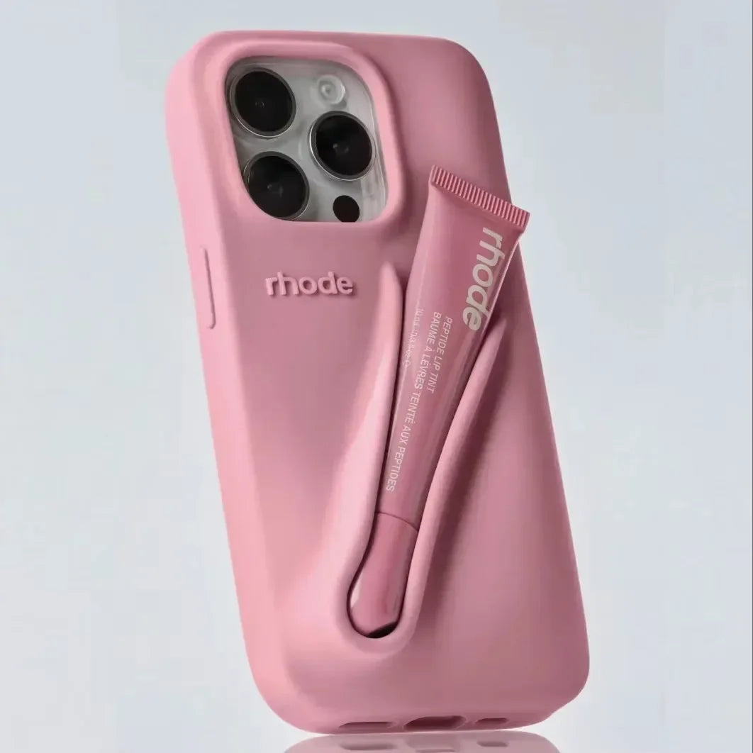 Autumn Edition New Rhode DIY Lipstick Lip Holder Soft Silicone Case for IPhone 16 15 14 13 12 11 Pro Max Plus Phone Stand Cover trendy