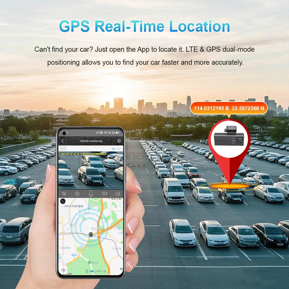 LS VISION 4G Front &Rear View Cameras HD Dash Cam Per Auto  Built-in G-sensor /GPS /Long Standby Parking Monitoring /Cloud Sd