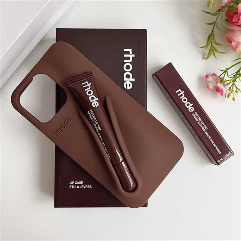 Autumn Edition New Rhode DIY Lipstick Lip Holder Soft Silicone Case for IPhone 16 15 14 13 12 11 Pro Max Plus Phone Stand Cover trendy