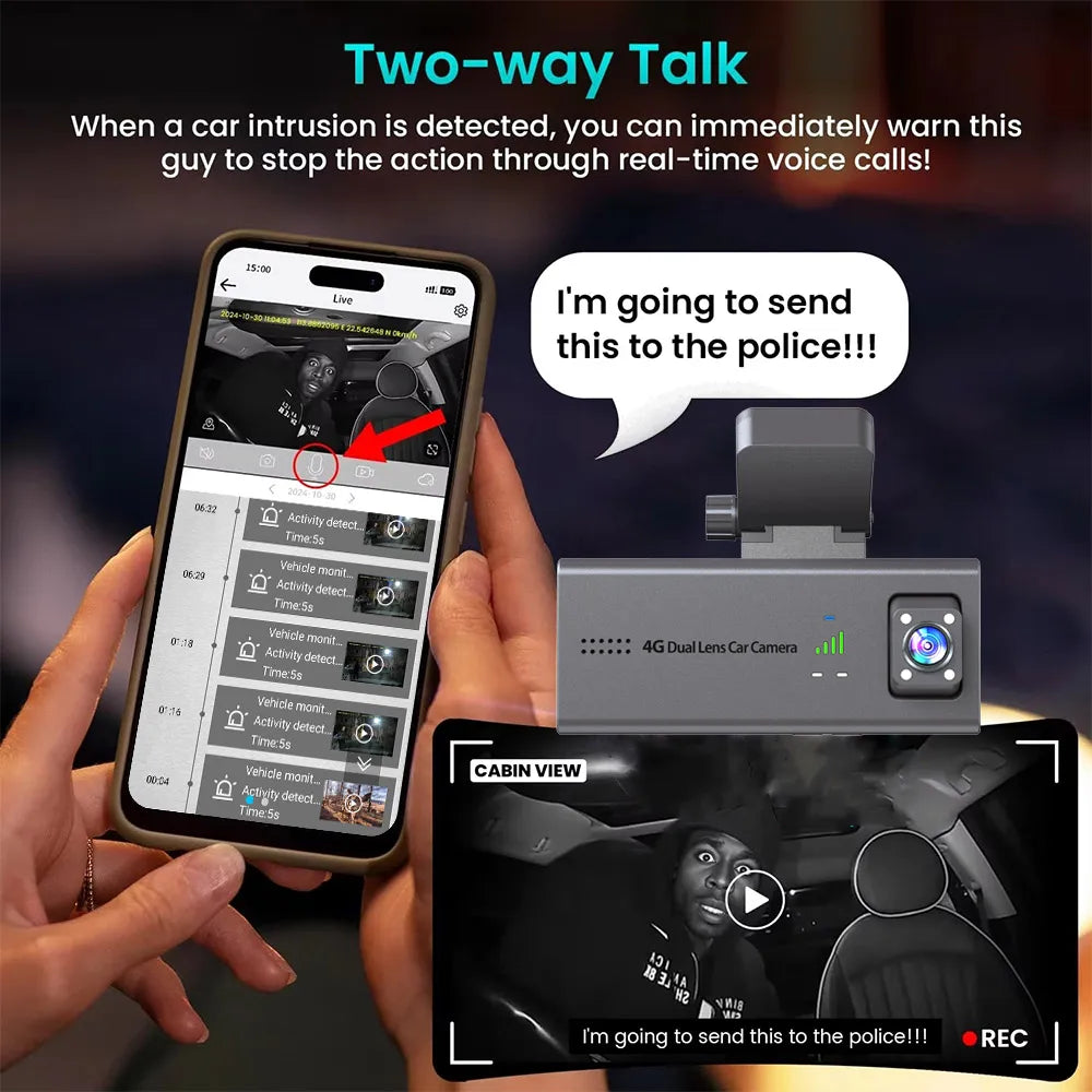LS VISION 4G Front &Rear View Cameras HD Dash Cam Per Auto  Built-in G-sensor /GPS /Long Standby Parking Monitoring /Cloud Sd