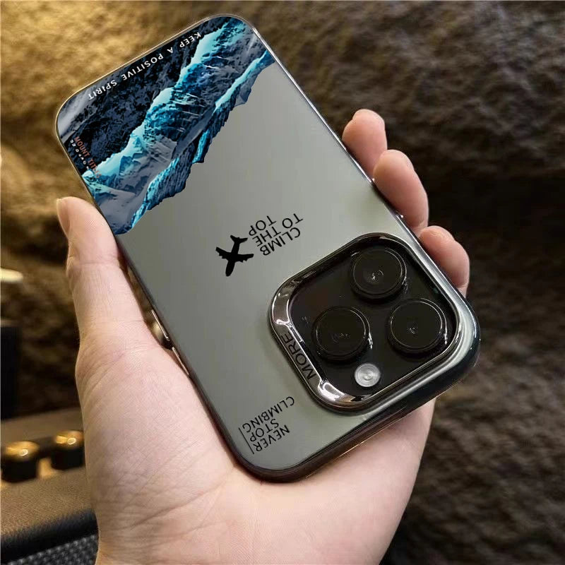 Mountain Peak Aircraft Phone Case for IPhone 16 14 15 11 12 13 Pro Max 16E 7 8 Plus SE 2 XR X XSMAX Shockproof Sunset IMD Cover