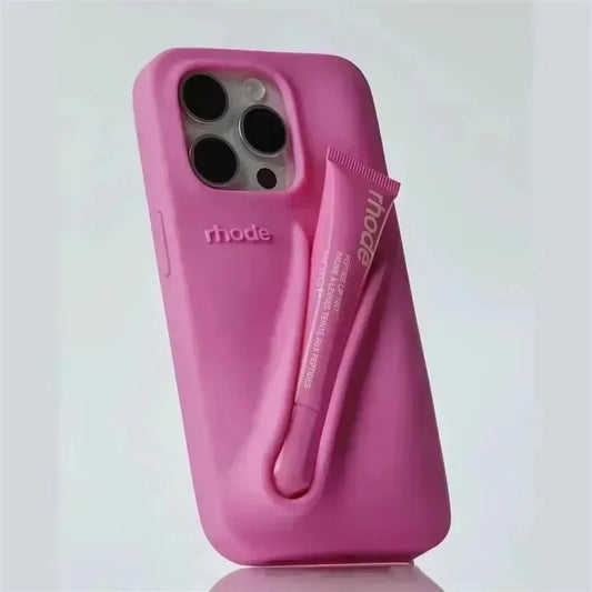 Autumn Edition New Rhode DIY Lipstick Lip Holder Soft Silicone Case for IPhone 16 15 14 13 12 11 Pro Max Plus Phone Stand Cover trendy