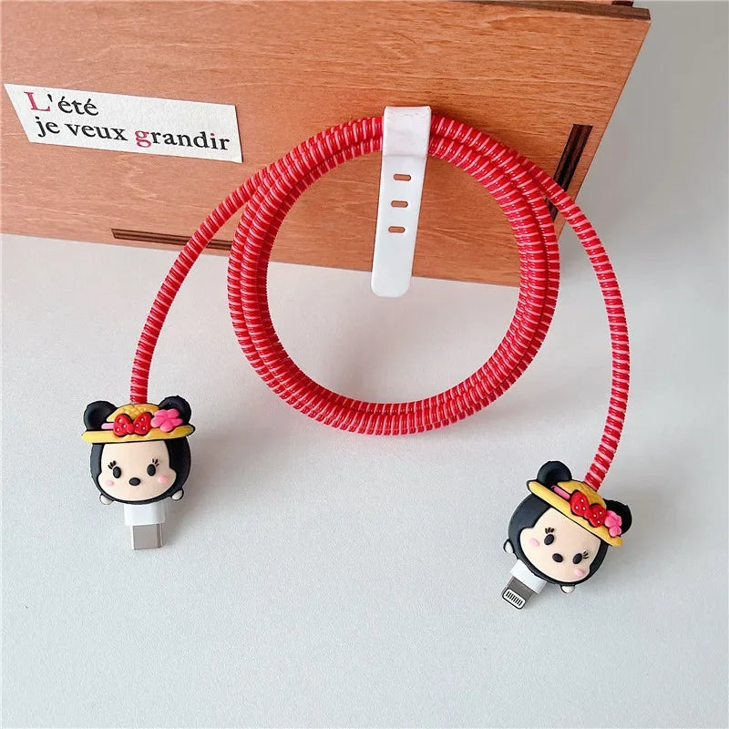 New Cartoon Charger Cable Protector for IPhone 15 14 13 12 18W 20W Charger Protection Cover Stitch Data Line Winder Protective trendy