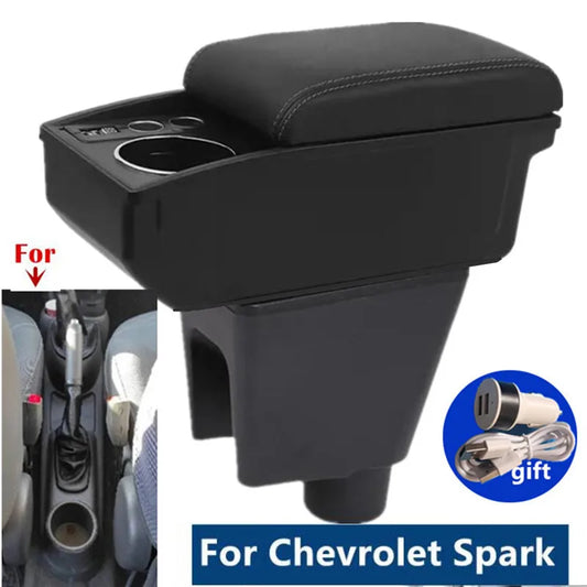 For Chevrolet Spark Armrest Box For Chevrolet Spark 3 III Aveo T200 Car Armrest Storage Box cup holder Retrofit Car Accessories