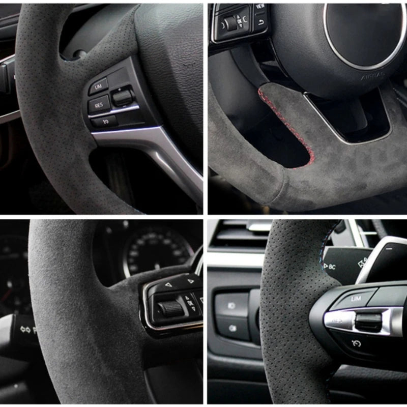 Custom Car Steering Wheel Braid Cover Suede 100% Fit For Mercedes Benz S-Class S500 2016 / A-Class AMG A45 16-19 Car Accessories