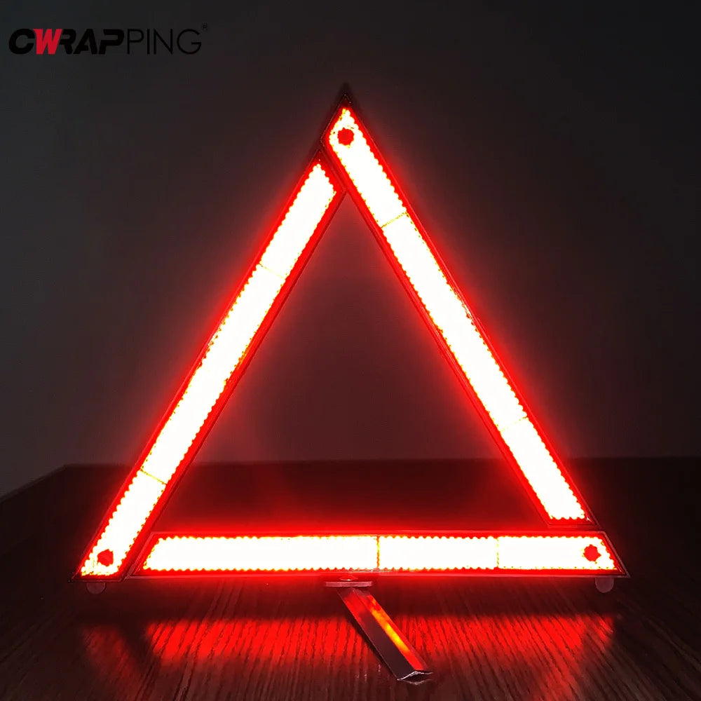 Car Triangle Reflective Tripod Emergency Breakdown Warning Reflective Sticker Safety Hazard Foldable Stop Sign Car Accessories