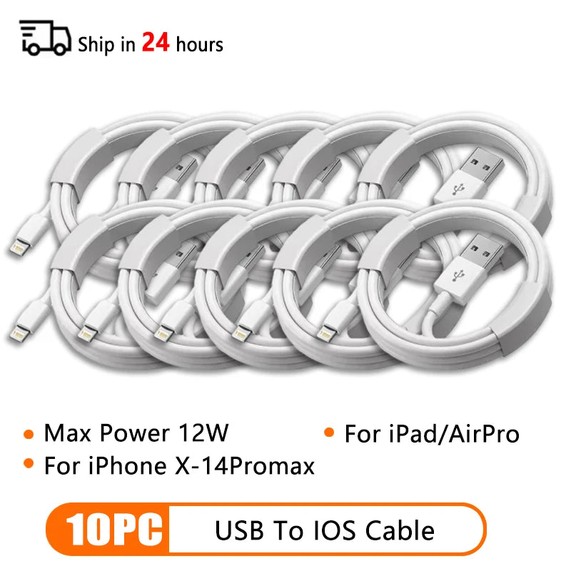 10Pcs 66W Type C PD 30W USB Cable For Apple iPhone 16 15 14 13 12 11 Pro Max 7 8 Plus XS R Fast Charging USB C Cable Charge Wire