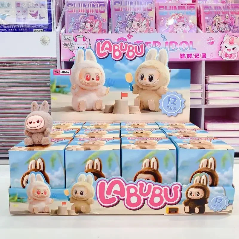 12pcs New Labubu Blind Box Cartoon Flocking Hand-Made Blind Box High-Value Cute Doll Desktop Ornaments Model Children'S Gifts