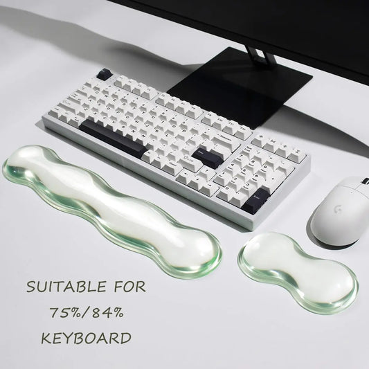 Clear Gel Wrist Rest for Keyboard and Mouse, Silicone Keyboard Wrist Rest Set, Ergonomic Wrist Rest for Keyboard 75% Pain Relief