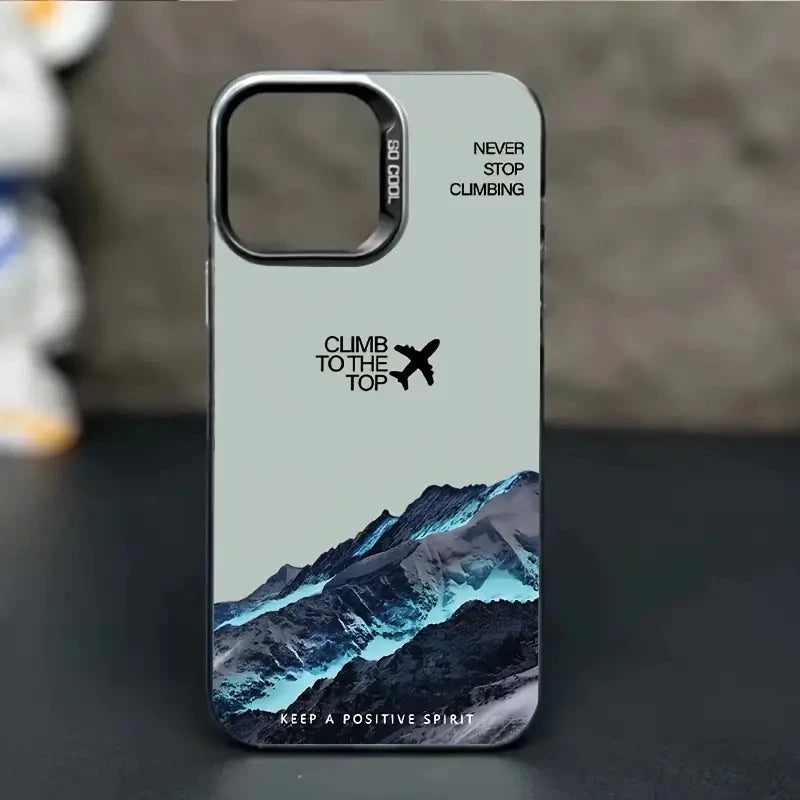 Mountain Peak Aircraft Phone Case for IPhone 16 14 15 11 12 13 Pro Max 16E 7 8 Plus SE 2 XR X XSMAX Shockproof Sunset IMD Cover