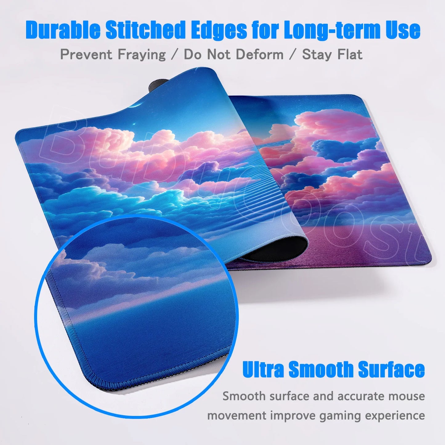 Moon Blue Sky Cloud Ladder Gaming Mouse Pad 400×900 Anti Slip Rubber Mousepad Portable Desktop Mats HD Pretty Desktop Decoration