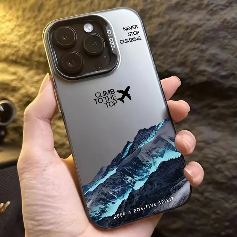 Mountain Peak Aircraft Phone Case for IPhone 16 14 15 11 12 13 Pro Max 16E 7 8 Plus SE 2 XR X XSMAX Shockproof Sunset IMD Cover