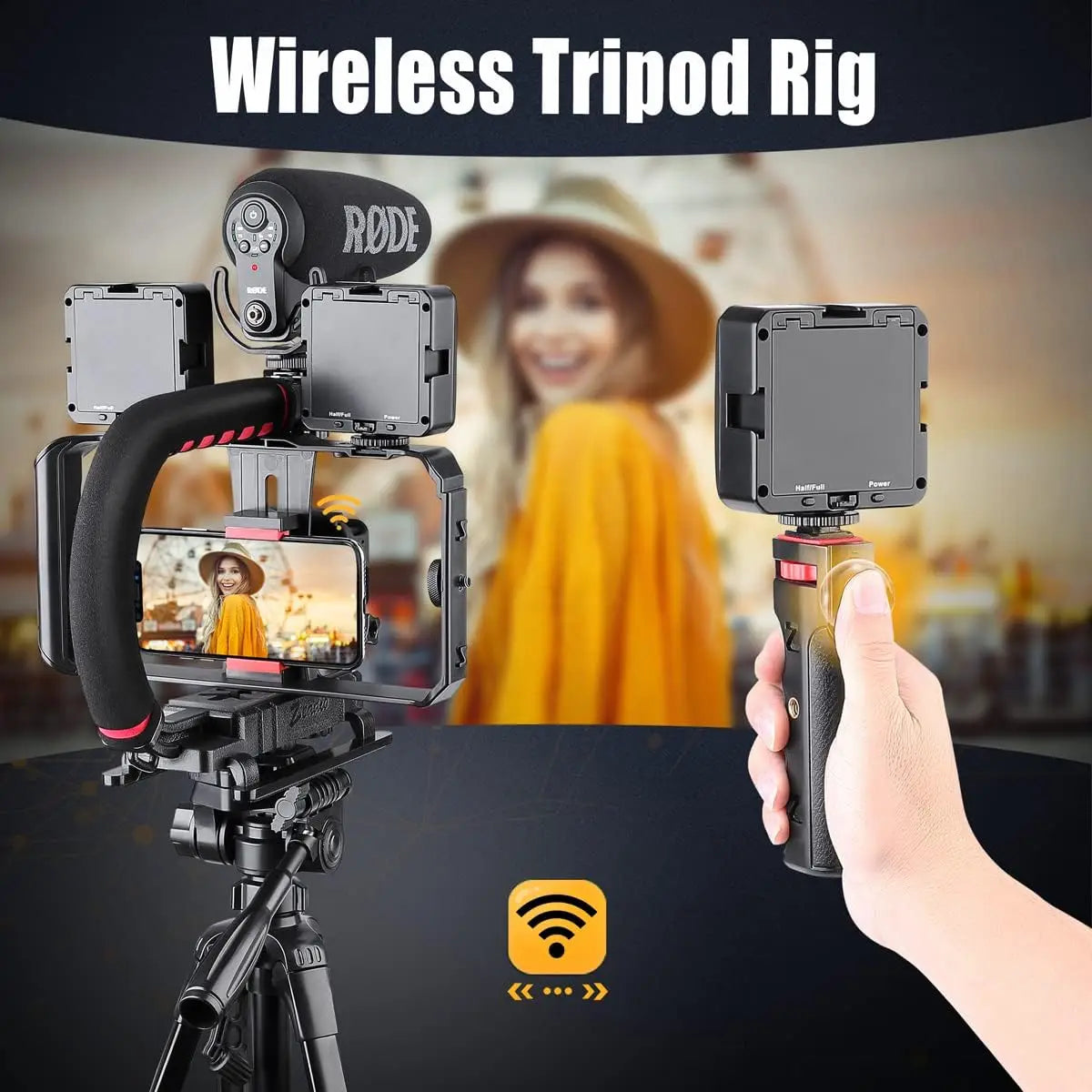 Camera Smartphone Stabilizer, Portable Handle Grip Handheld Video Rig with Carrying Case, Fits for All Camera, Camcorder