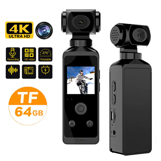 Handheld Gimbal Camera 1080P/2K/ 4K Resolution Sport Camera Action Camera Stabilization Waterproof 270 Degree Rotation Recorder