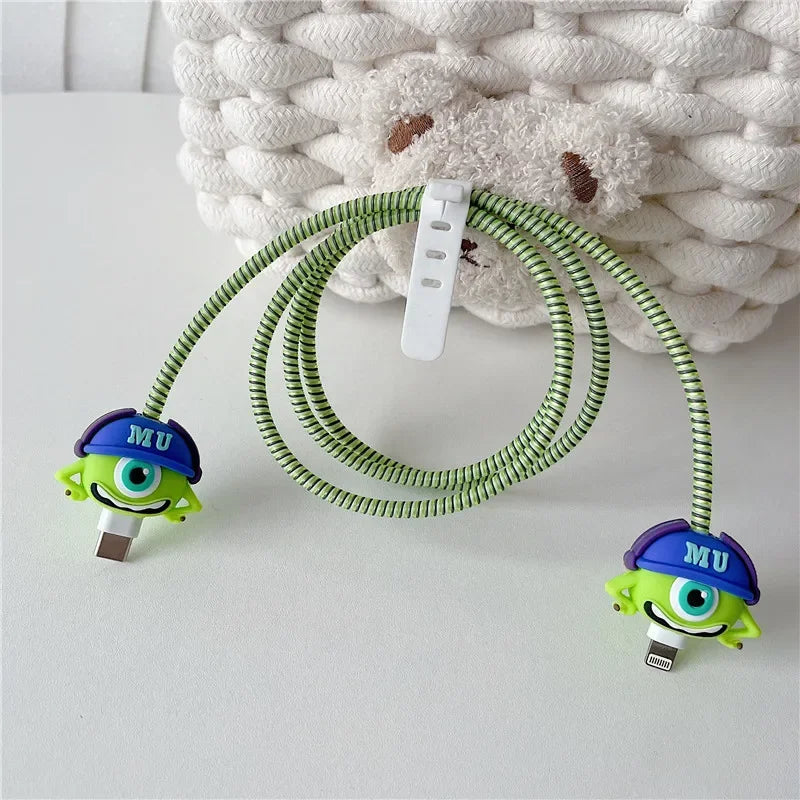 New Cartoon Charger Cable Protector for IPhone 15 14 13 12 18W 20W Charger Protection Cover Stitch Data Line Winder Protective trendy