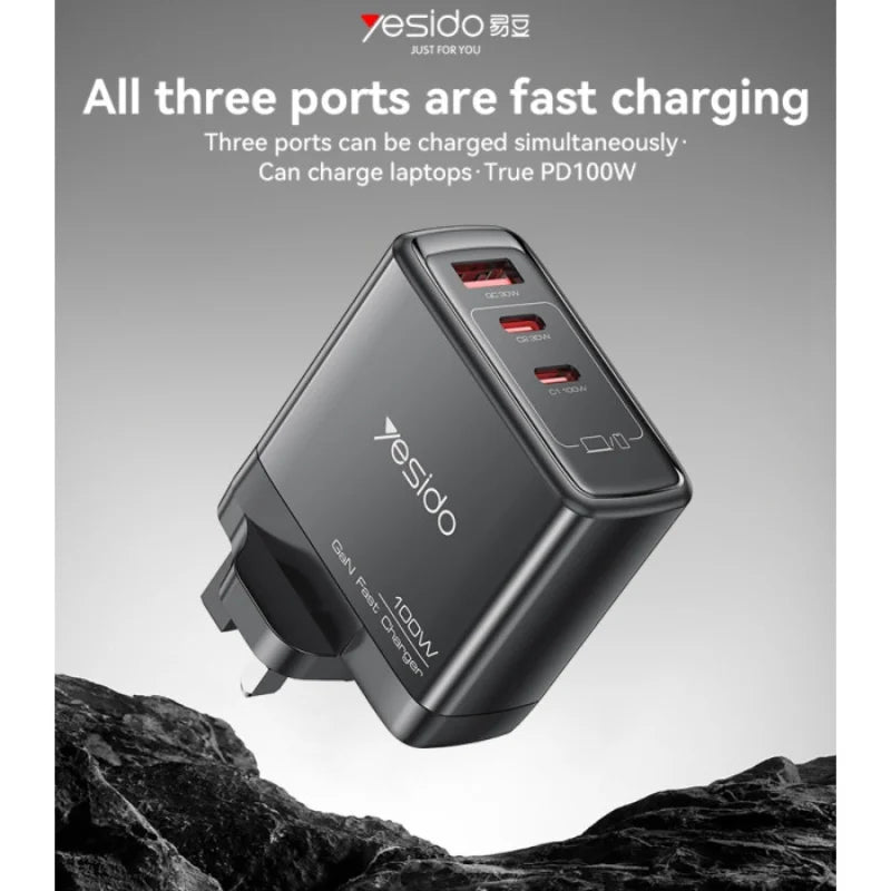 yesido three-port fast charger travel charger pd100w mobile phone charger multi-port travel charger UK