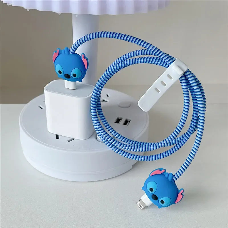 New Cartoon Charger Cable Protector for IPhone 15 14 13 12 18W 20W Charger Protection Cover Stitch Data Line Winder Protective trendy