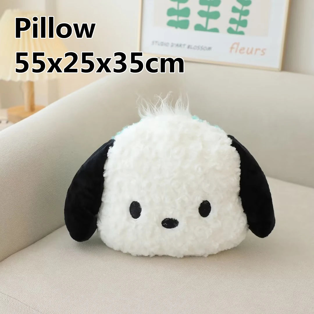 Cute Sanrio Pochacco Headrest Safety Belt Cover Soft Lovely Car Accessories Back Cushion Hug Pillow Plush Toy Birthday Gifts