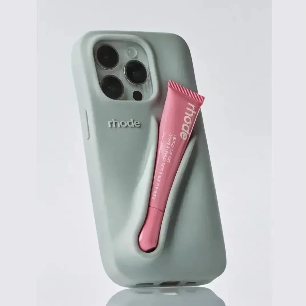 Autumn Edition New Rhode DIY Lipstick Lip Holder Soft Silicone Case for IPhone 16 15 14 13 12 11 Pro Max Plus Phone Stand Cover trendy