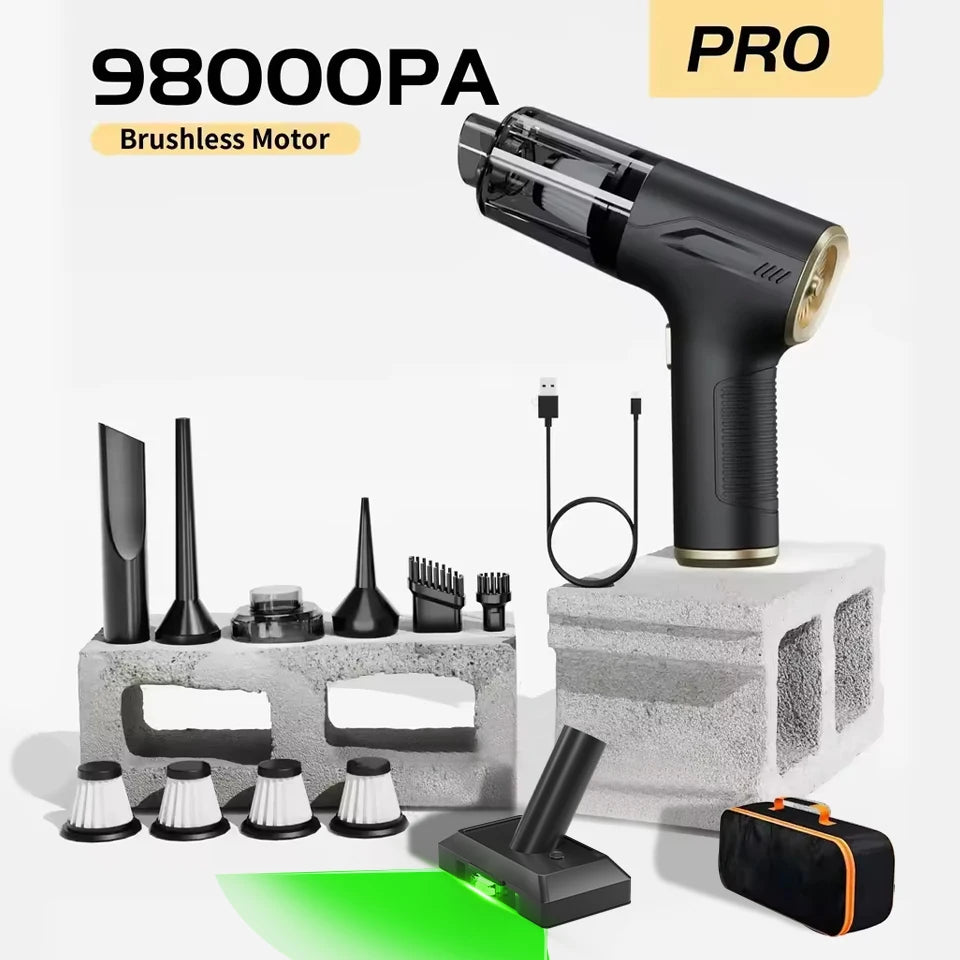 CENRR 98000PA Mini Car Vacuum Cleaner Cordless Powerful Wireless Car Cleaner HandHeld Portable Vacuum Cleaner Air Gun