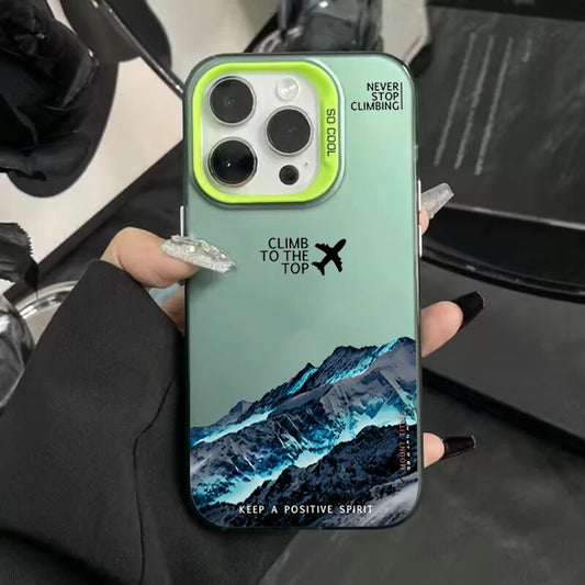 Mountain Peak Aircraft Phone Case for IPhone 16 14 15 11 12 13 Pro Max 16E 7 8 Plus SE 2 XR X XSMAX Shockproof Sunset IMD Cover