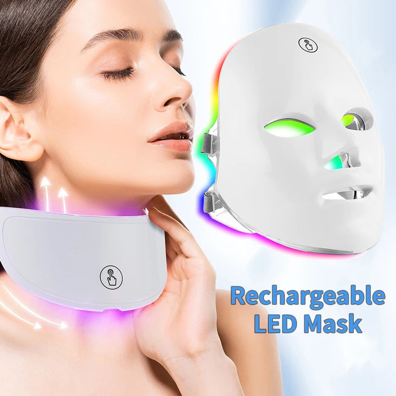 LED Face Neck Mask Rechargeable LED Photon Beauty Machine Facial Rejuvenation SPA Skin Care Tool trendy